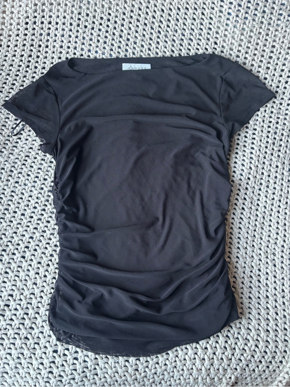 Wayf Black Short Sleeve Ruched Side Tee